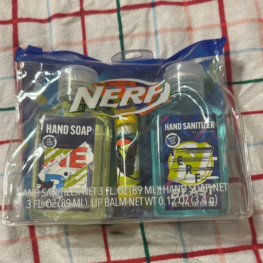 Nerf Hand Soap and Sanitizer Trio with Lip Balm‎